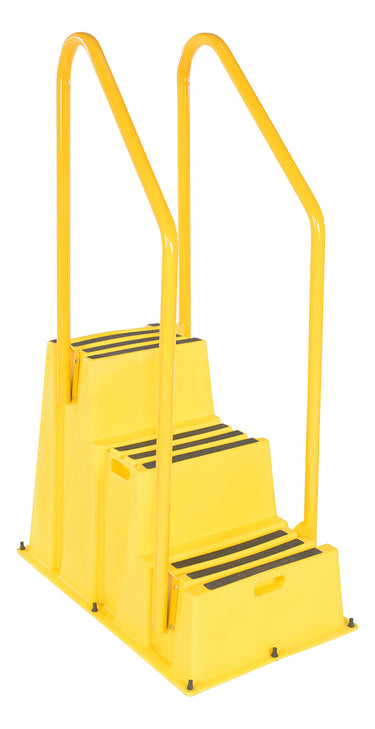 STEP POLY NESTABLE 3 STEP YL W/HANDRAILS